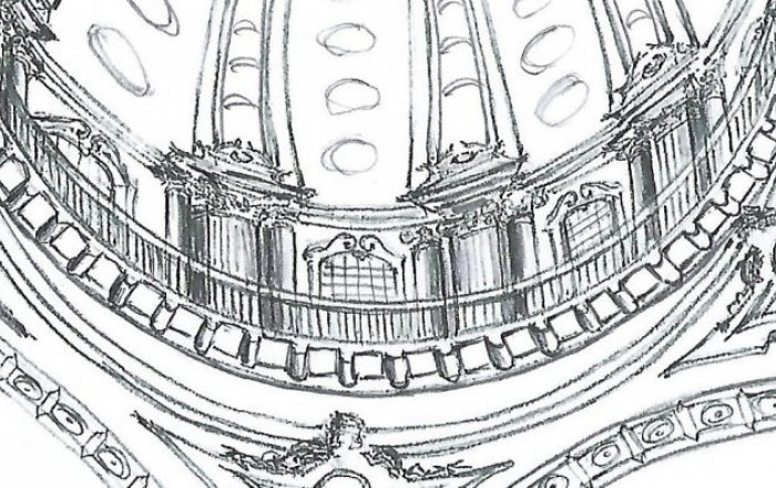 Esquisso de pormenor na abóbada do Palácio Nacional de Mafra