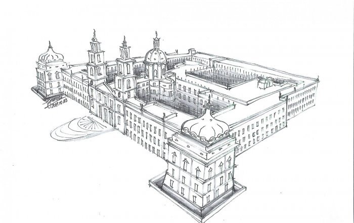Esquisso do Palácio Nacional de Mafra - Vista Aérea